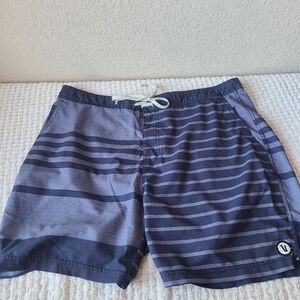 Vuori Men's Striped Board Shorts Blue Size L